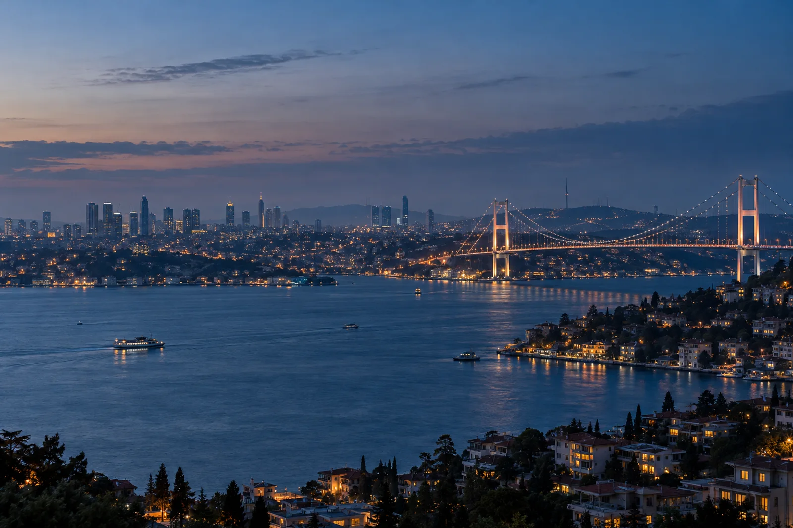 Illustrative Bosphorus panorama in Istanbul