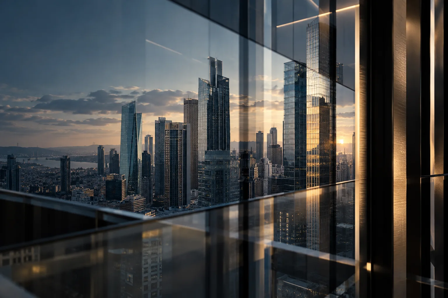 Illustrative architectural reflections across the Istanbul business district